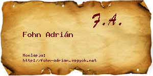Fohn Adrián névjegykártya